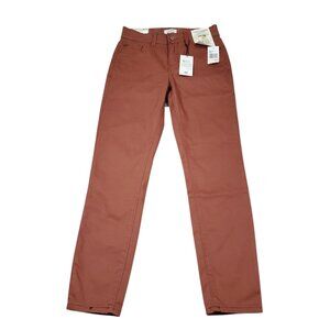 Curve Appeal Twill High Rise Comfort Waist Skinny Pants Stretch Brown Size 2 26